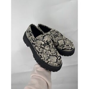 ASOS Design Snake‎ Print Chunky Loafer Men 8 Black White Retro Grunge Punk